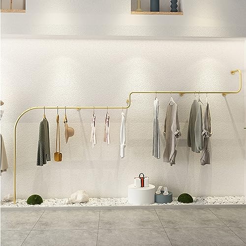 CuNtoHHH Perchero de Pared de Hierro Creativo para Tiendas de Ropa, Sistema de Armario con Varilla en Forma de Tubo Dorado.