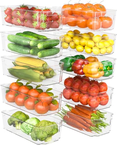 KICHLY - Cestini Organizzatori per dispensa Trasparente - Set di 6 contenitori - Contenitori organizzatori per cucina, dispensa, armadietti, ripiani, Bagno - Senza BPA (Chiaro)