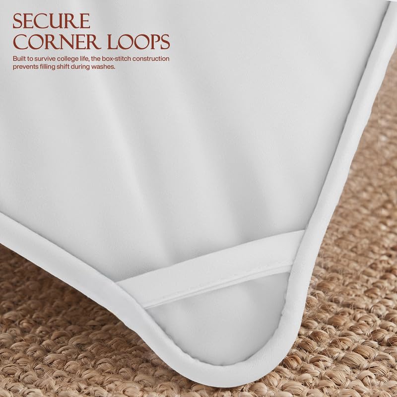 Image of Utopia Bedding Down Alternative Comforter (Twin XL, White) - All Season Comforter - Plush Siliconized Fiberfill Duvet Insert - Box Stitched | Cozy All Season Comforter, Down Alternative Fill, Soft Microfiber Shell, Corner Tabs, Box Stitched, Machine Washable