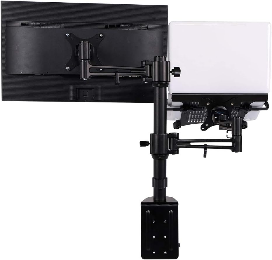 2 in 1 Dual Monitor arm Desk Laptop Mount Aluminum Stands fits Most 10-27 inches LCD and 11-15.6 inches Laptop d2dl Notebook Holder
