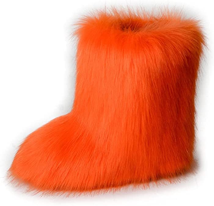 Chaussons Bottes de Neige Fourrure Femme Hiver Coloré Extérieur Intérieur