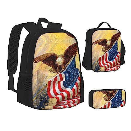 Cartable drapeau américain 3 pièces pour éviter le mal de dos des élèves - 2