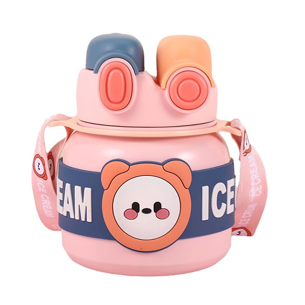 Little Surprise Box Pink Ice Cream Theme Water Bottle for Kids School - 2-Way Lid, 850ml Capacity, Durable Leak-Proof Design, Ideal Kids Water Bottle Boys - Fun Bottles for Kids