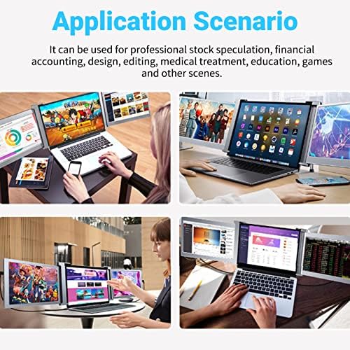 Jectse 15 In Triple Portable Monitor, Laptop Monitor Screen Extender Rotating FHD 1080p HDR IPS Dual Monitor Display for 15in to 17in Laptops for Mac Windows Chrome