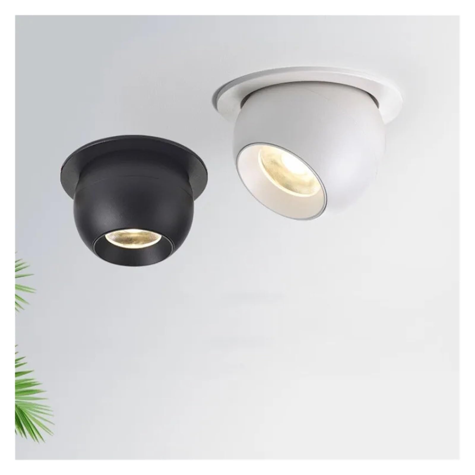Round 355 Angle Rotate Dimmable LED COB Recessed Downlight 7W 9W 12W Ceiling Spot Light Background For Indooor Living Room(Black,NATURAL WHITE_10W)