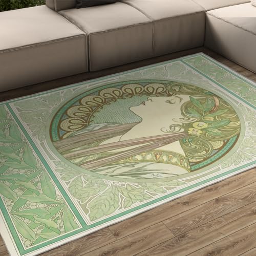 Tapis de salon vert 140x200cm antidérapant et lavable - 2