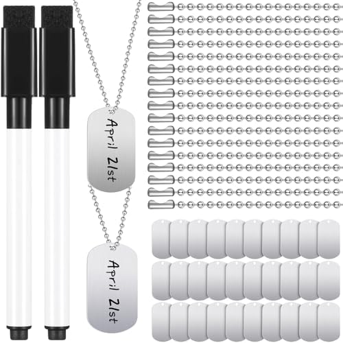 Therwen 62 Pieces Military Dog Tags for Kids Set Including