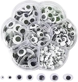 Googly Eyes Self Adhesive Craft Eyes, 400PCS Stick On Wiggle Eyes Plastic Sticky Wobbly Eyes, 5-12mm Round Doll Eyes for DIY Scrapbooking Toy Accessories Children Kid Craft Arts (Black)