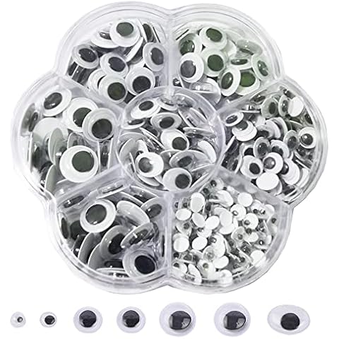 Googly Eyes Self Adhesive Craft Eyes, 400PCS Stick On Wiggle Eyes Plastic Sticky Wobbly Eyes, 5-12mm Round Doll Eyes for DIY Scrapbooking Toy Accessories Children Kid Craft Arts (Black) Cover