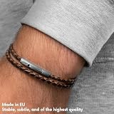 Simaru Bransoletka skórzana 4 mm podwójnie owijana z prawdziwej skóry dla kobiet i mężczyzn | zapięcie na haczyk ze stali nierdzewnej | wodoodporna | Made in Germany unisex (Brązowy mieszany/XL)