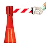 MGHTADGQ 2/3/5/10M Retractable Traffic Cone - Hazardous Caution Tape Style, Cone Barrier Tape for Blocking Traffic and Pedestrian Areas(3M(9.8FT))