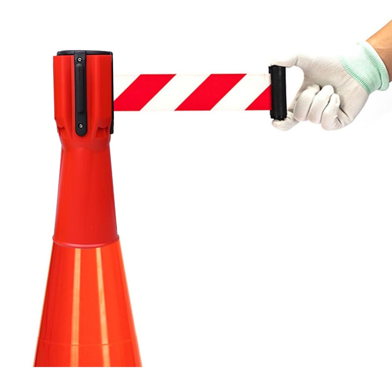 Cône de signalisation rétractable 2m pour protection piétons efficace
