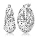 Sterling Silver Open Filigree Click Top Oval Hoop Earrings (0.75 inches)