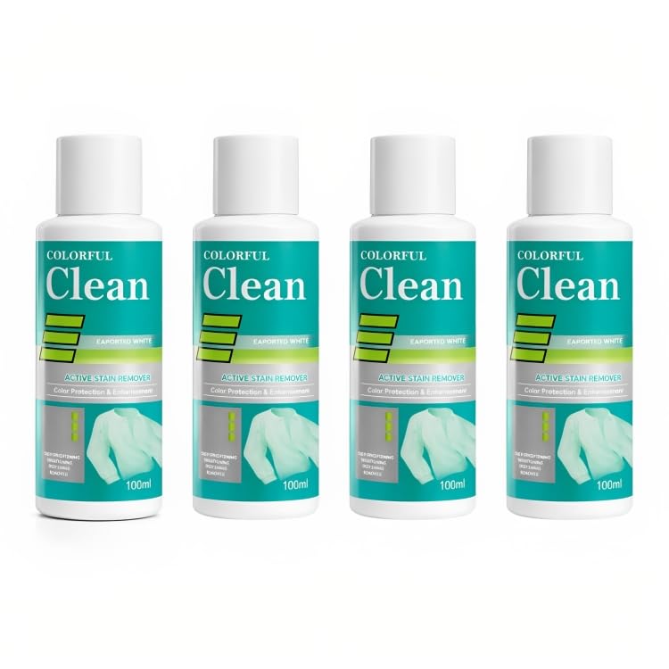 Colorful Clean Color‑Safe Bleach Liquid Laundry Whitener & Booster | Non‑Chlorine Oxygen Formula | Brightens Whites & Colors, Removes Yellowing & Odors | Fresh Scent - 200ml Each, Pack of 4-image-6
