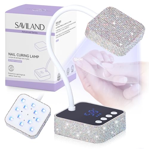 SAVILAND UV Nail Lamp: Gooseneck LED Nail Flash Cure Lamp for Nails lampara uv/led para uñas de gel with Securing Clip LED Flash Cure Light Manicure Home DIY UV Light for Gel Polish Nail Lam