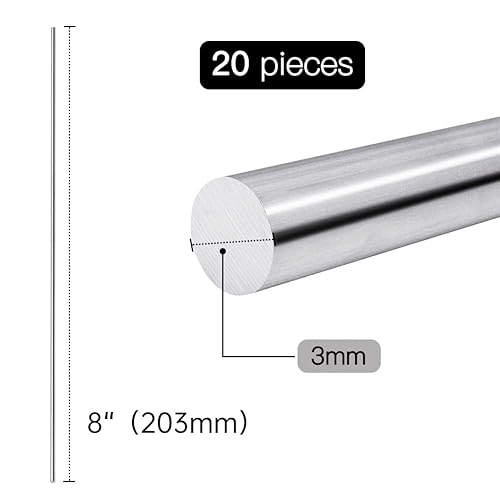 Miniatura 29 de Feelers Varilla redonda de aluminio de 3/16 "(5 mm) de diámetro 6061 de aluminio sólido para manualidades de bricolaje, 5.906 in de longitud, 10