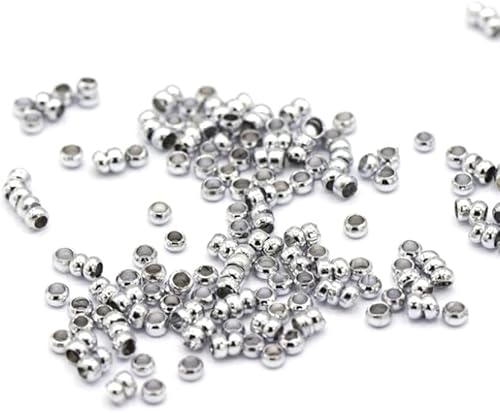 Miniatura 10 de Adabele - 50 piezas de plata de ley 925 auténtica de 0.079 pulgadas (0.079 pulgadas) pequeño redondo redondo de cuentas sueltas (agujero de 0.049