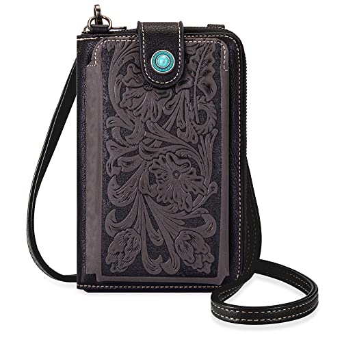 Image of Montana West Western Crossbody Phone Wallet for Women RFID Blocking Wallet Purse with Cash Slots & Zipper Pocket