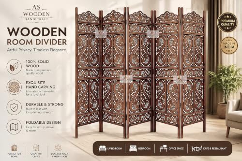Image of Partition for Living Room,Divider,Partition Wall Room Divider Screen Separator, Wall Panel Divider for Hall | Bedroom |Office | Puja Room | Restaurant S Design (5 Panel Antique)