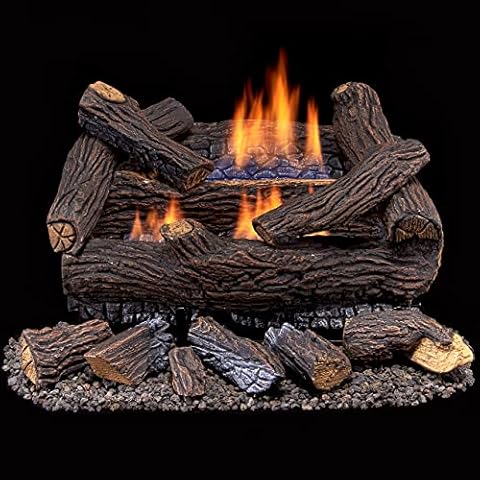 Duluth Forge Ventless Natural Gas Log Set-18 in. Stacked Red Oak, 30,000 BTU, Manual Control-Model# DLS-N18M-2-R (Renewed) Cover