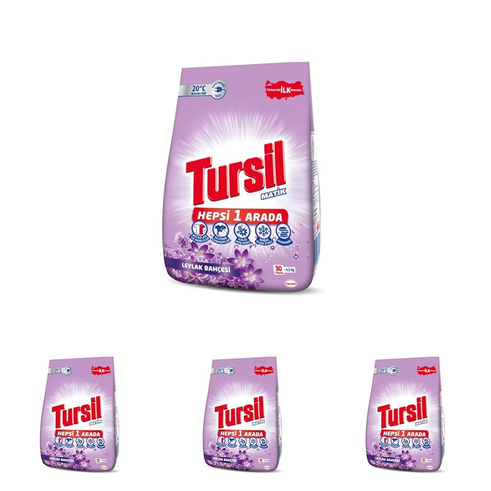 Tursil Matik Toz Çamaşır Deterjanı Oxi Enerji Leylak Bahçesi 4,5 kg 30 Yıkama, Leylak Bahçesi 4.5kg (4 paketi)