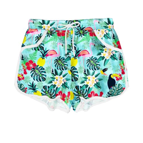 Image of Deerose Kids Hawaiian Swim Board Shorts Quick Dry Active Swim Trunk 5-14 Years