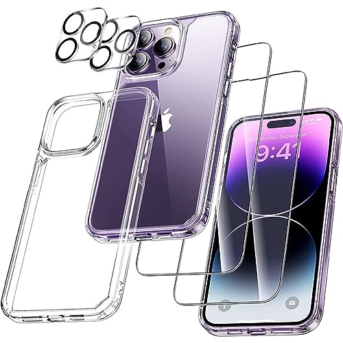 Coque iPhone 14 Plus transparente 5 en 1 et verres trempés d'objectif