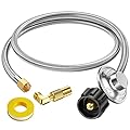 Alloxity 5ft Gas Grill Propane Adapter Hose with Regulator to 5-40lb Propane Tanks, QCC1 to 3/8 Female Flare Nut & Adapter for Blackstone Griddle 17/22'',Heater,Weber Grill Conversion Kit Replacement