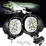 Auxbeam 4 Inch 90W LED Flood Lights Round LED Offroad Lights Round LED Pods Light Bar Driving Ditch