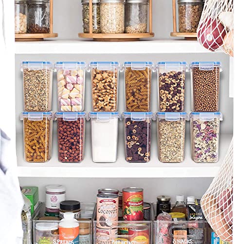 Image of Kitchen Storage Container Set of 3pc Food Safe & BPA Free Plastic Kitchen Containers and Jars 500ml Cereal Dispensers Airtight Fridge Container with Leakproof Lid (1.0L, Rectangular, Transparent)
