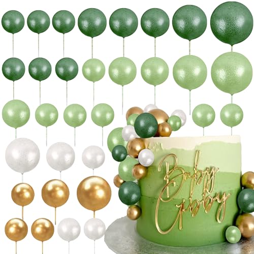 Décoration de gâteau en forme de boule verte et or rose pour anniversaire