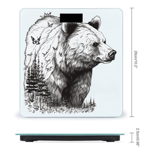Báscula digital de baño con diseño de oso y vidrio templado miniatura 2