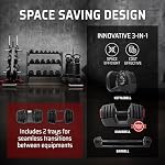Amstaff 3-in-1 Adjustable Dumbbell, Kettlebell, Barbell Set, 2-43lbs, 12 Weight Levels, Compact Multifunctional Home Gym, Enhanced Transition, Safety Lock, Nonslip Handle