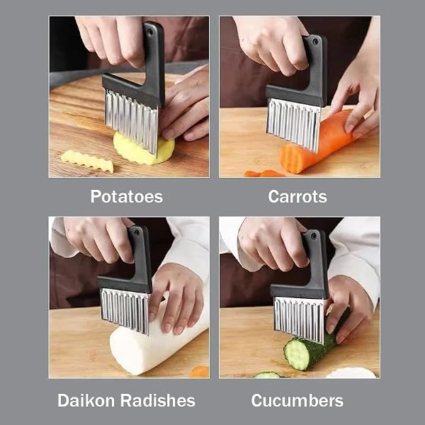 Stainless Steel Crinkle Cutter Wavy Slicer for Potato French Fry Maker - 4