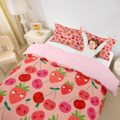 Housse de couette fraises mignonne cadeau parfait pour lit double enfant