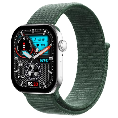 Fire-Boltt Ring X Smart Watch with 2.01” Always-On Display, Bluetooth Calling, Wireless Charging, AI Voice Assistant, 500+ Watch Faces, Health Suite, Smart Watch for Man & Woman – Green N