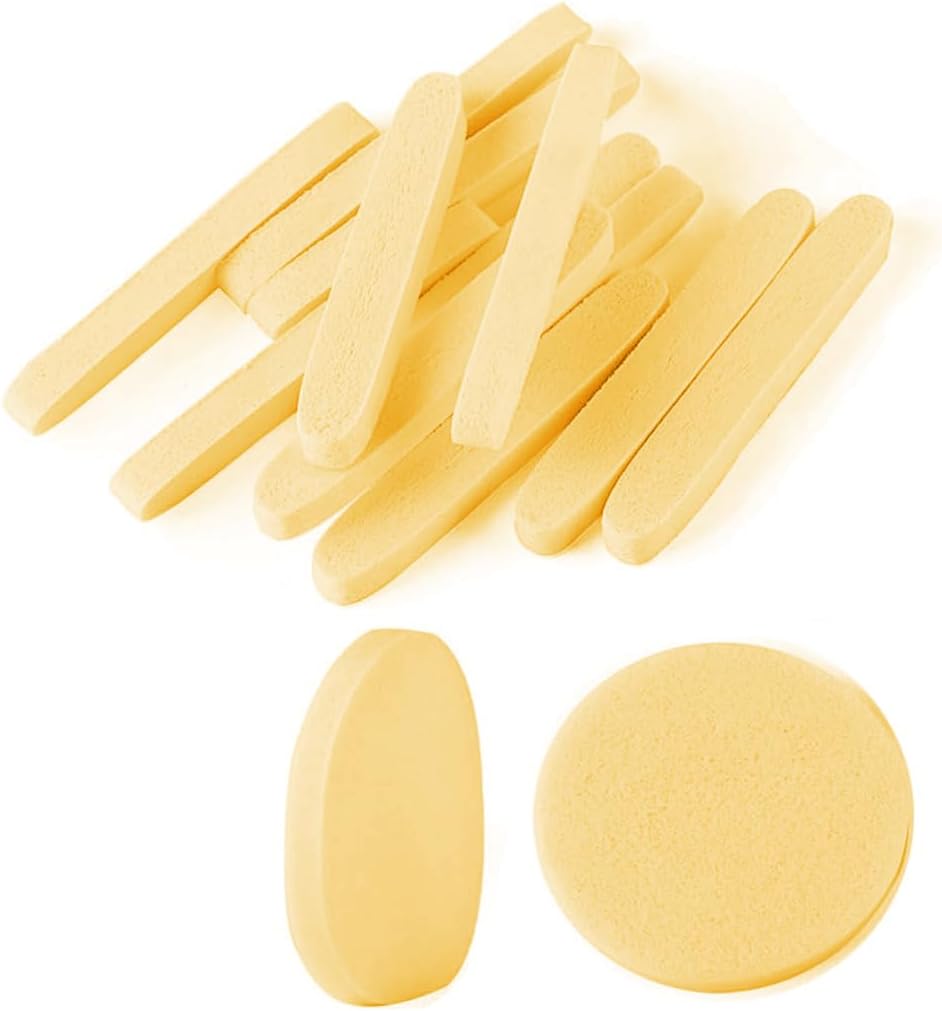 Gleva Powder Puff Soft Face Makeup Sponge, Loose powder Foundation Blending Sponges Set, Makeup Blender, Contouring, Wedge Triangle Shape Wet & Dry Tool Washable Reusable (Yellow-12 Pcs)