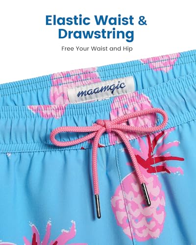 Image of maamgic Mens Swim Trunks with Compression Liner 5 Inch, Quick Dry Bathing Suit with Zipper Pockets, No-Chafing Swim Shorts
