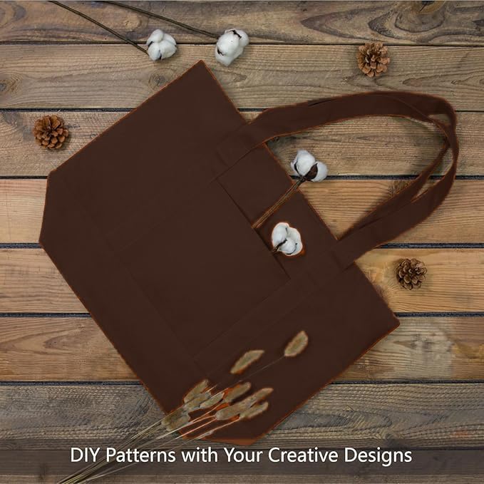 Image of 19x15 Inch Large Canvas Tote Bag | 100% Organic Reusable 330 GSM Cotton Handbag With Zipper Closure and Front Pocket for Shopping, Daily Use, Travel, Grocery, Gifting, Office and Storage