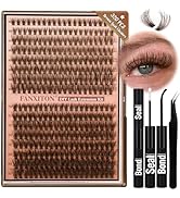 Brown Lash Cluster Kit DIY Eyelash Extension Kit for Natural Wispy Lash Clusters 320Pcs 40D+50D E...