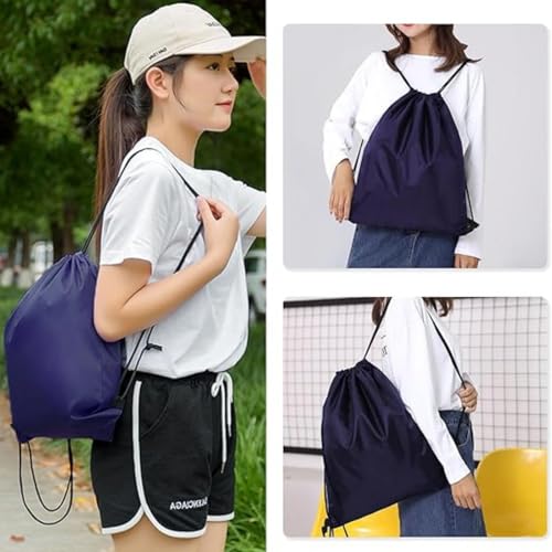Drawstring Bags Sport Gym Cinch Bag Nylon String Bag for Women Men (Blue 4PCS)2