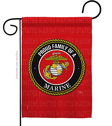 Breeze Decor Proud Family Garden Flag Armed Forces Marine Corps USMC Semper Fi United State American Military Veteran Retire Official House Banner Small Yard Gift Double-Sided, Made in USA