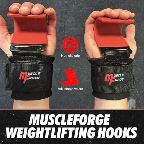 MuscleForge Weight Lifting Hooks for Men & Women - Heavy Duty Lifting Wrist Straps with Hook Grips for Weightlifting - Gym Grips for Weight Lifting, Pull Ups & Deadlift Support by MuscleForge - Image 6