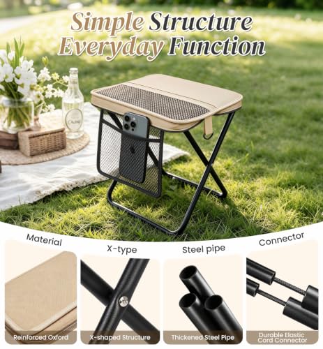 Fshyos 2 Pack Portable Folding Stools, 14.2" Collapsible Chairs for Adults - image 5