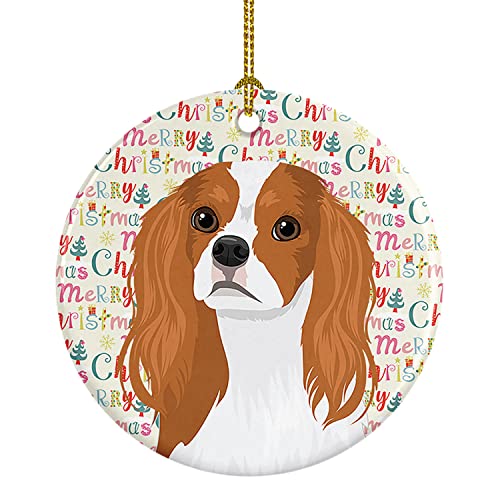 Caroline's Treasures Cavalier King Charles Spaniel Blenheim #1 Christmas Ceramic Ornament Christmas Tree Hanging Decorations for Home Christmas Holiday, Party, Gift, 3 in, Multicolor