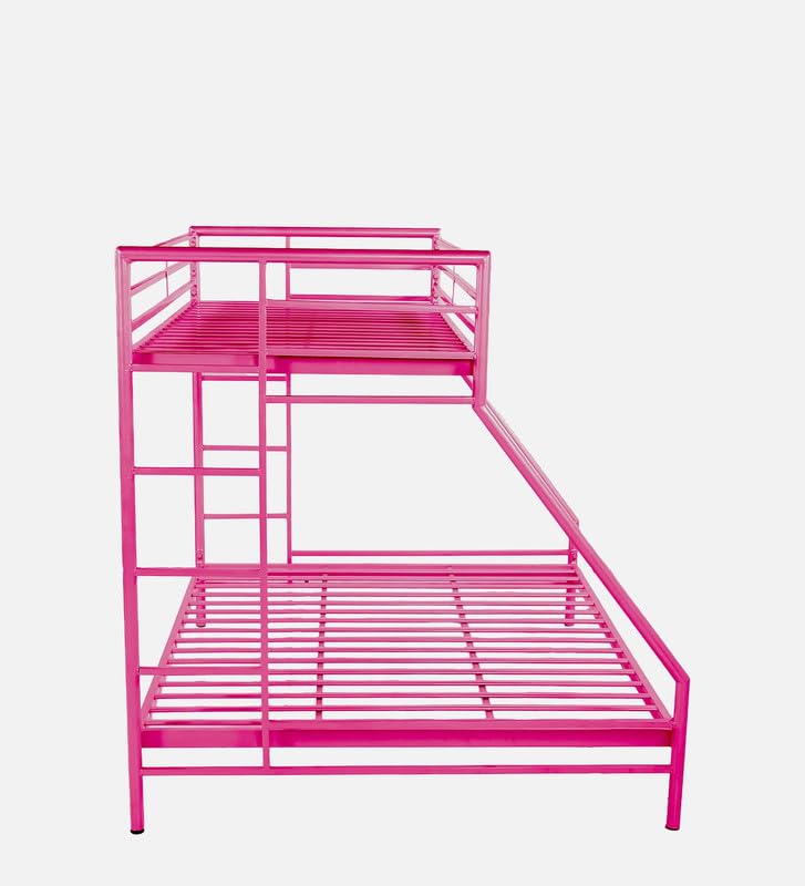 Image of Twin Over Twin Metal Bunk Bed | Bunk Bed Without Storage for Kids & Adult | Double Decker Cot for Kids Room | Space-Saving | Metal Bunker Cot (Mattress Included) (Red)