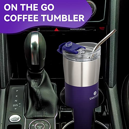 Santeco Travel Coffee Mug 17 Oz, Insulated Coffee Cups With Flip Lid, Stainless Steel Coffee Mugs Spill Proof, Double Wall Vacuum Tumblers, Reusable To Go Mug For Hot/Ice Coffee Tea - Purple #TOP4