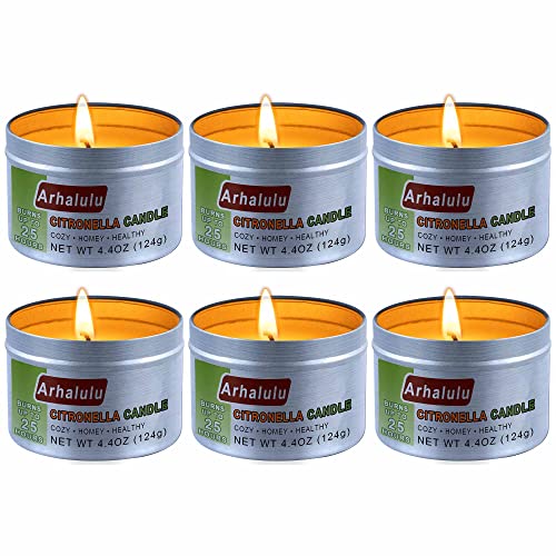 Arhalulu Citronella Candles Outdoor, 4.4 Oz Pack Of 6 150 Hours Burning, Citronella Candles Set Outside For Party Hiking Camping Patio Bbq Deck Lanai Garden Yard Home Balcony (Silver) #TOP30