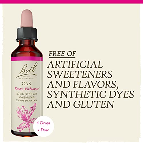 Bach Original Flower Remedies, Oak For Endurance And Strength, Natural Homeopathic Flower Essence, Holistic Wellness, Vegan, 20Ml Dropper #TOP14