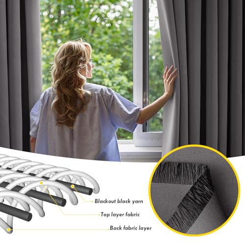 Image of MIULEE Grey Blackout Bedroom Curtains Drapes 96 Inch Long 52 inchx96 inch | Grommet Top, Room Darkening Window Drapes, Privacy Protection, Thermal Insulated, Heat Blocking, Light Blocking